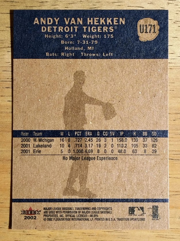 2002 Fleer Tradition Update #U171 Andy Van Hekken