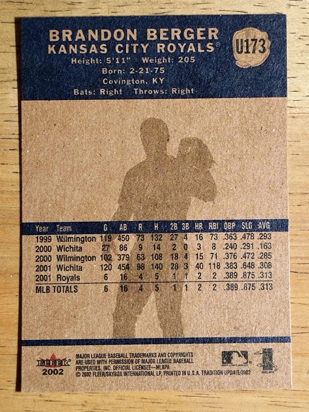 2002 Fleer Tradition Update #U173 Brandon Berger