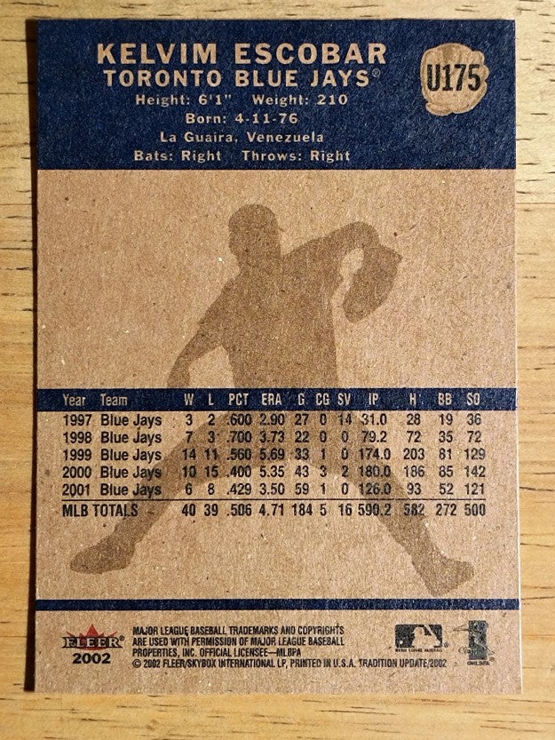 2002 Fleer Tradition Update #U175 Kelvim Escobar
