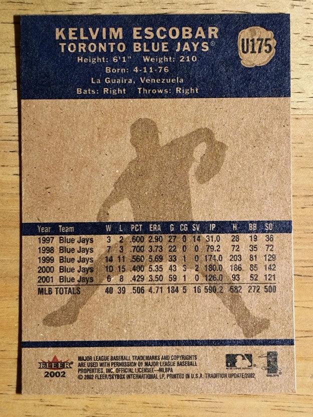2002 Fleer Tradition Update #U175 Kelvim Escobar