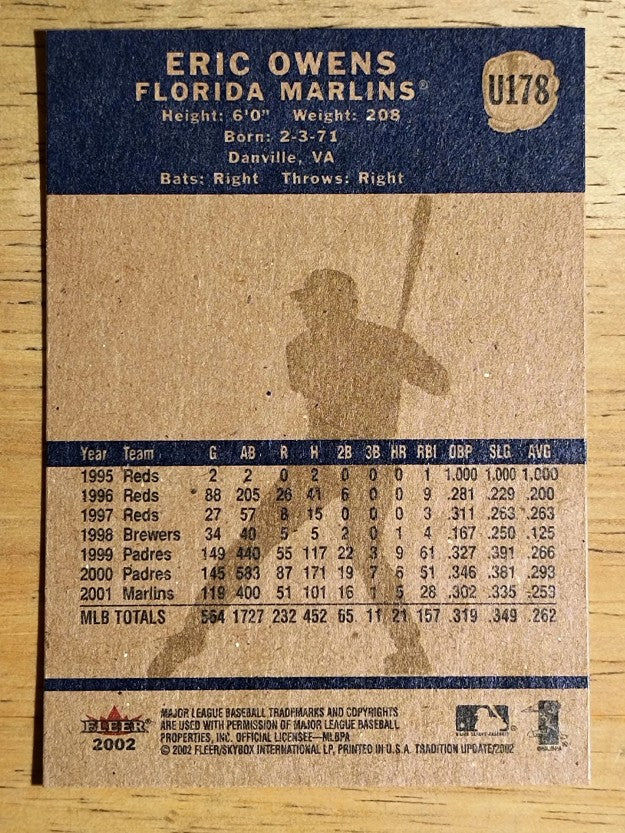 2002 Fleer Tradition Update #U178 Eric Owens