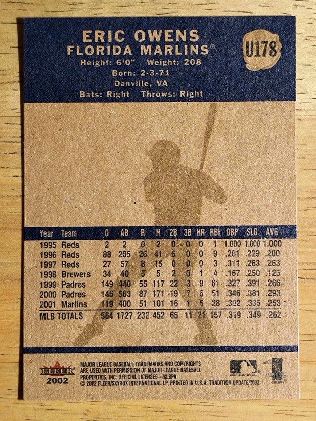 2002 Fleer Tradition Update #U178 Eric Owens