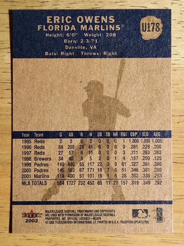 2002 Fleer Tradition Update #U178 Eric Owens