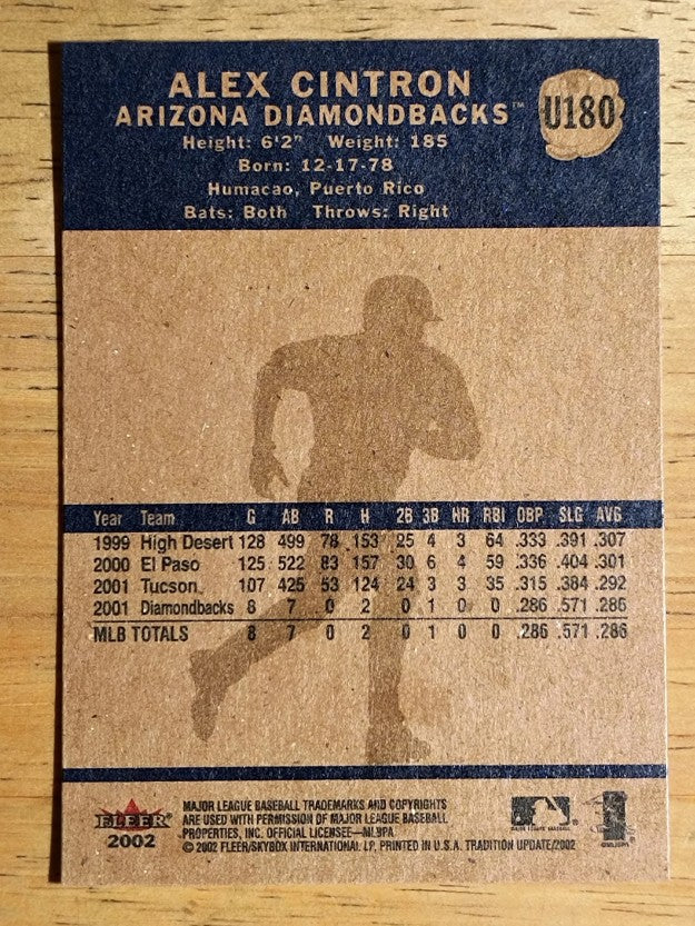 2002 Fleer Tradition Update #U180 Alex Cintron