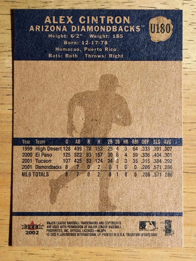 2002 Fleer Tradition Update #U180 Alex Cintron