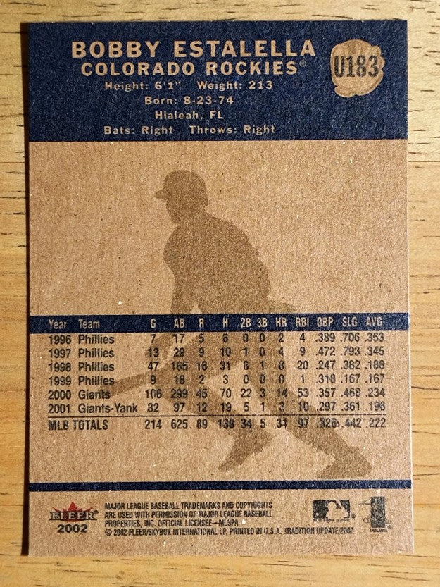 2002 Fleer Tradition Update #U183 Bobby Estalella