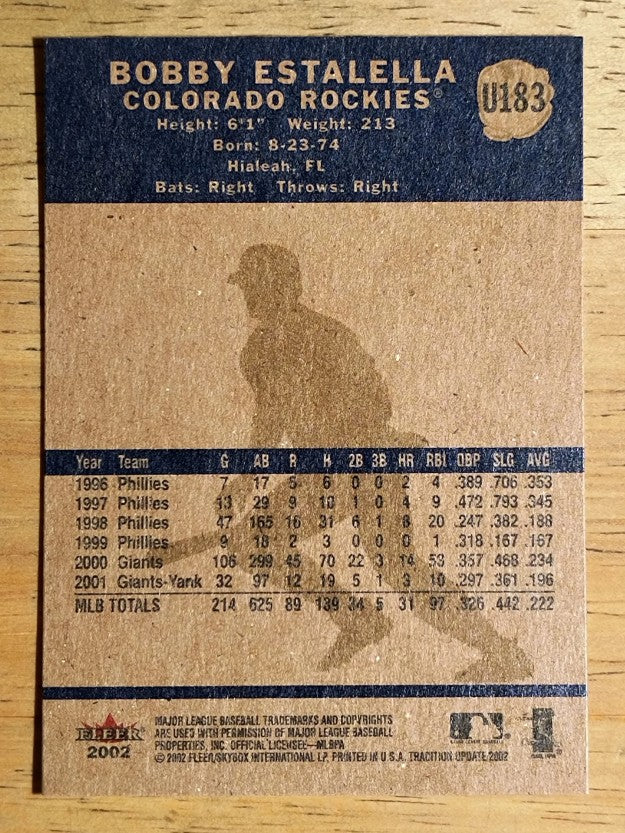 2002 Fleer Tradition Update #U183 Bobby Estalella