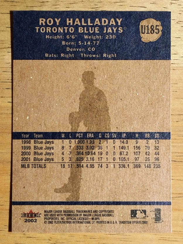 2002 Fleer Tradition Update #U185 Roy Halladay