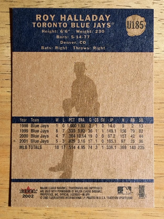 2002 Fleer Tradition Update #U185 Roy Halladay