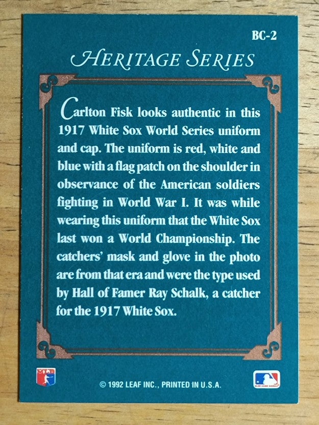 1992 Studio Heritage #BC2 Carlton Fisk