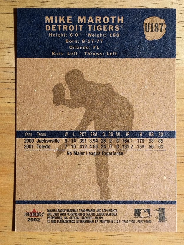 2002 Fleer Tradition Update #U187 Mike Maroth