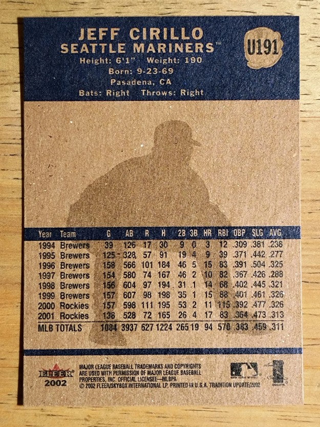 2002 Fleer Tradition Update #U191 Jeff Cirillo