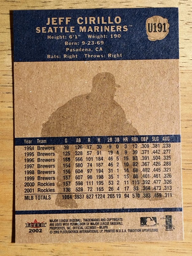 2002 Fleer Tradition Update #U191 Jeff Cirillo
