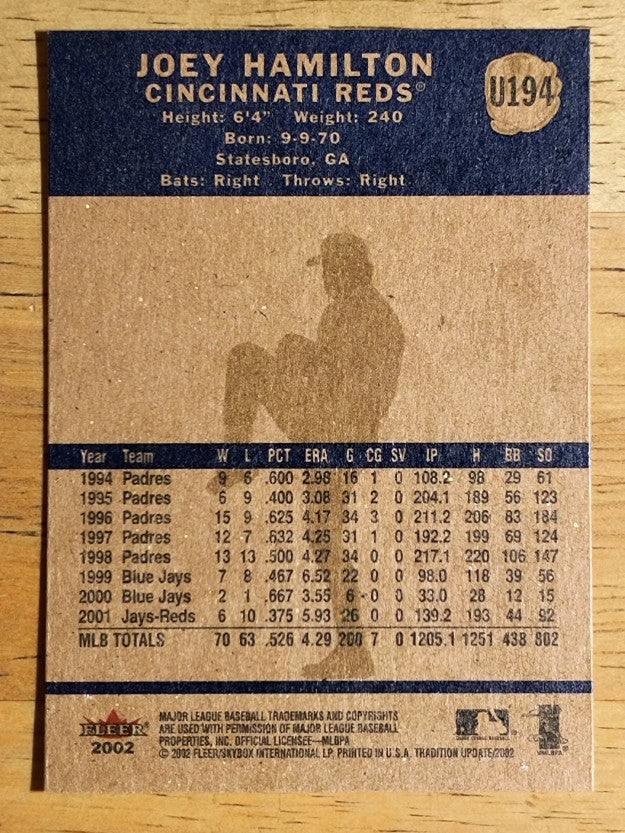 2002 Fleer Tradition Update #U194 Joey Hamilton