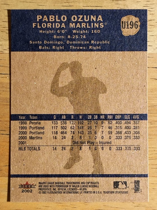 2002 Fleer Tradition Update #U196 Pablo Ozuna