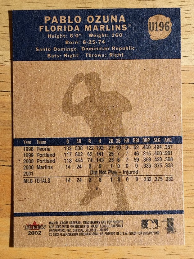 2002 Fleer Tradition Update #U196 Pablo Ozuna