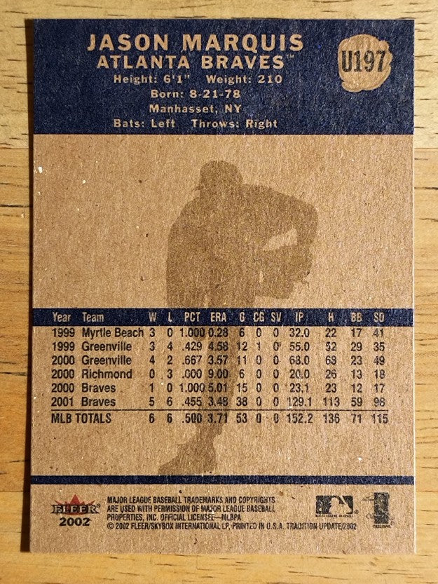 2002 Fleer Tradition Update #U197 Jason Marquis