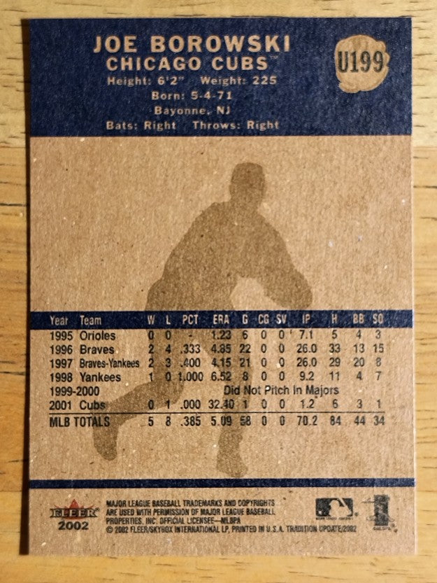 2002 Fleer Tradition Update #U199 Joe Borowski