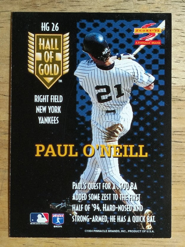 1995 Score Hall of Gold #HG26 Paul O'Neill