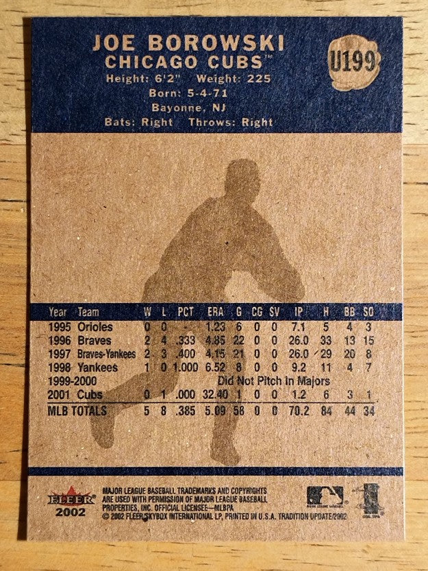 2002 Fleer Tradition Update #U199 Joe Borowski