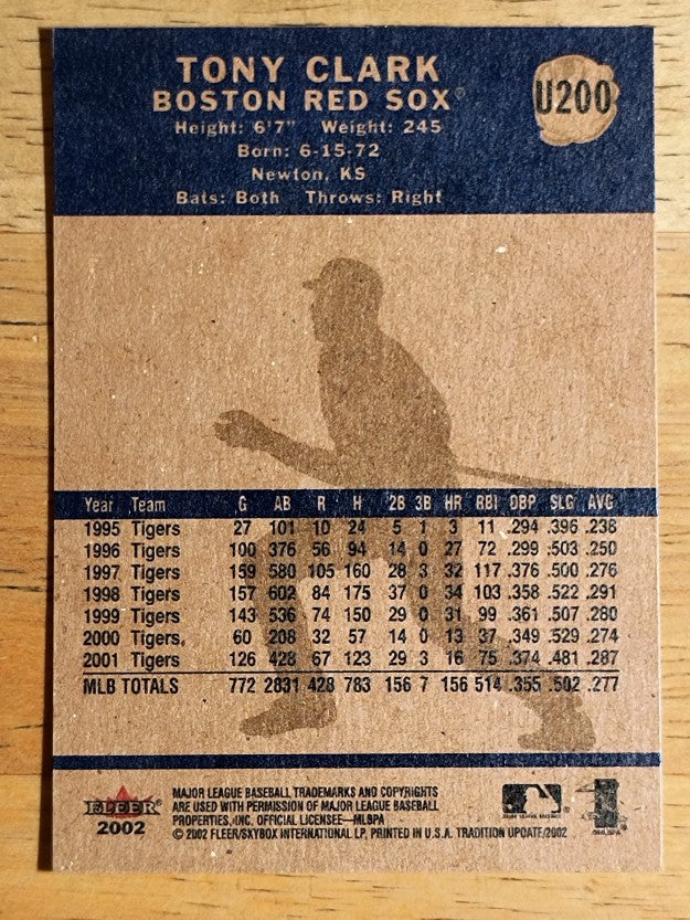 2002 Fleer Tradition Update #U200 Tony Clark