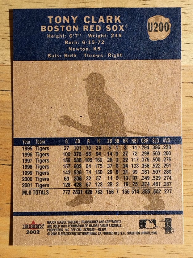 2002 Fleer Tradition Update #U200 Tony Clark
