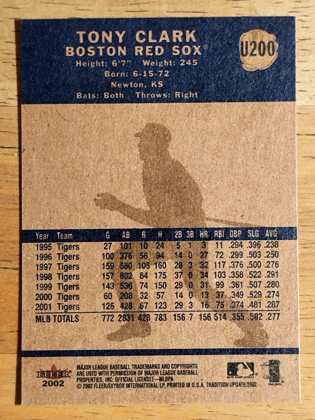 2002 Fleer Tradition Update #U200 Tony Clark