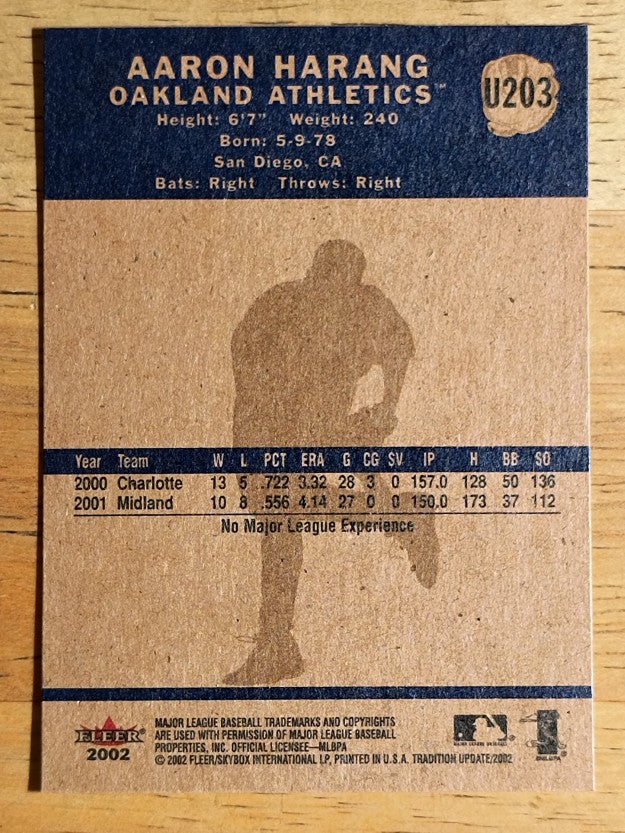 2002 Fleer Tradition Update #U203 Aaron Harang