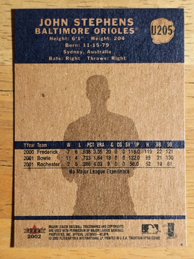 2002 Fleer Tradition Update #U205 John Stephens