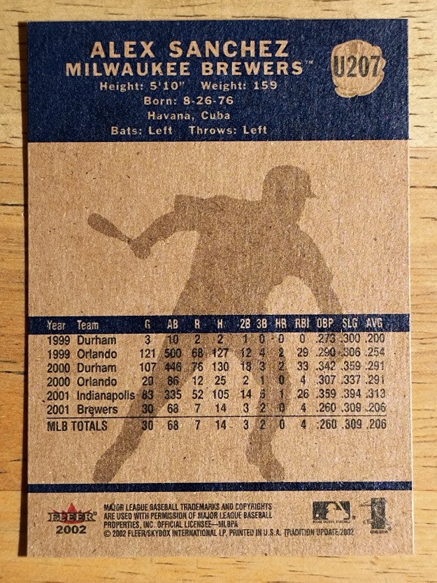 2002 Fleer Tradition Update #U207 Alex Sanchez