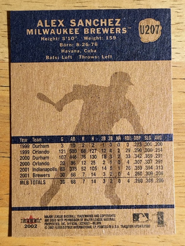 2002 Fleer Tradition Update #U207 Alex Sanchez