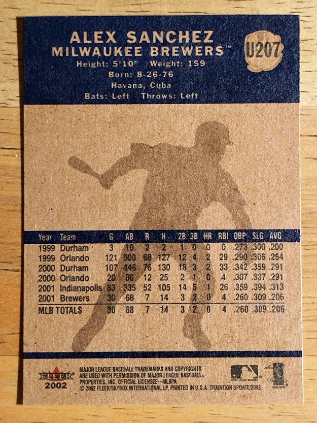 2002 Fleer Tradition Update #U207 Alex Sanchez