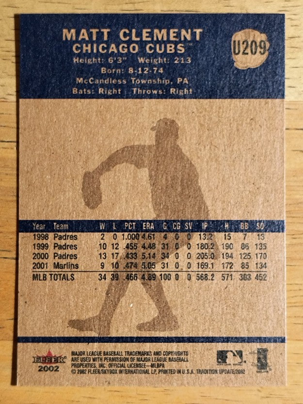 2002 Fleer Tradition Update #U209 Matt Clement