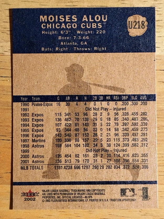 2002 Fleer Tradition Update #U218 Moises Alou