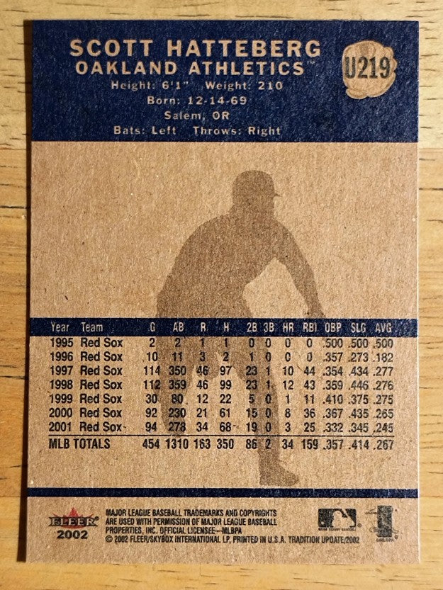 2002 Fleer Tradition Update #U219 Scott Hatteberg