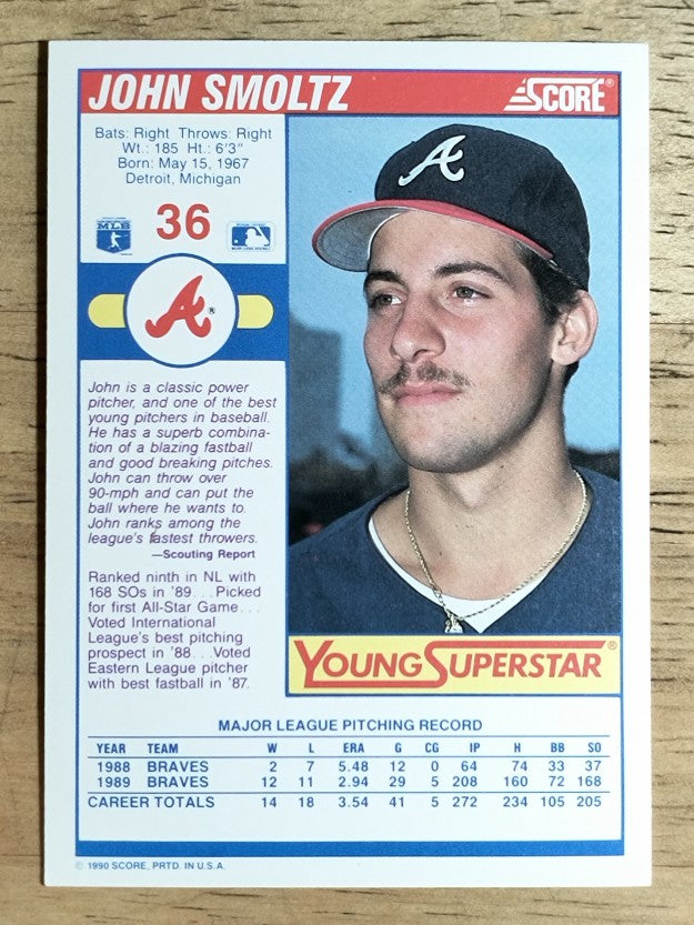 1990 Score Young Superstars I #36 John Smoltz