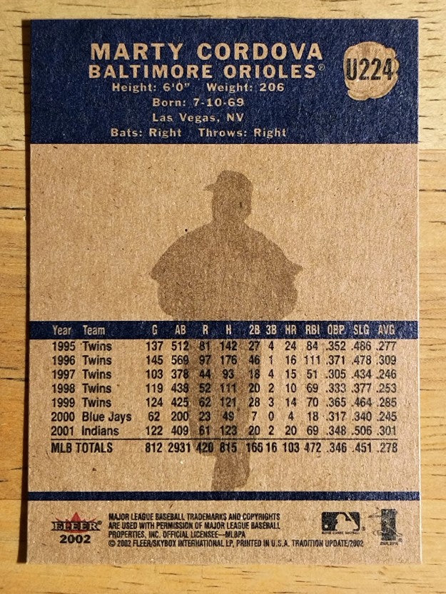 2002 Fleer Tradition Update #U224 Marty Cordova