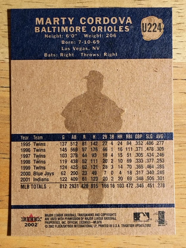 2002 Fleer Tradition Update #U224 Marty Cordova