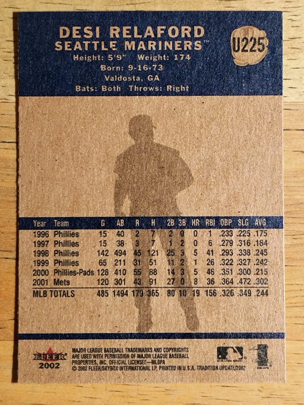 2002 Fleer Tradition Update #U225 Desi Relaford