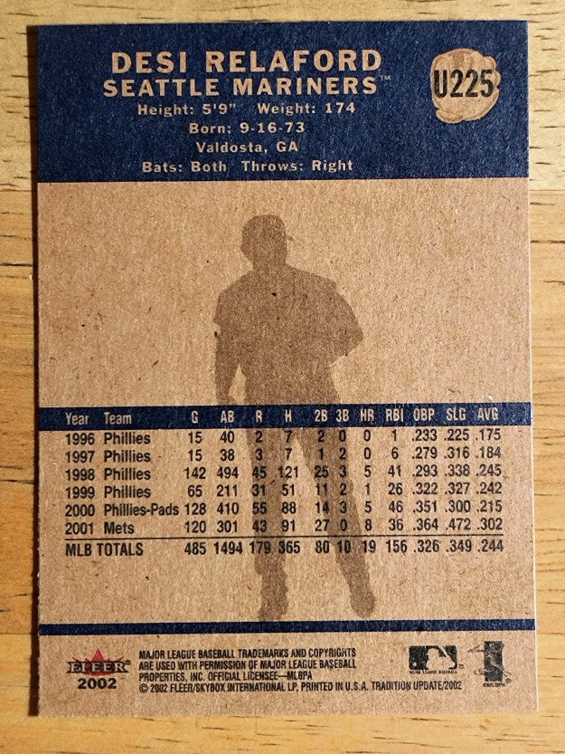 2002 Fleer Tradition Update #U225 Desi Relaford