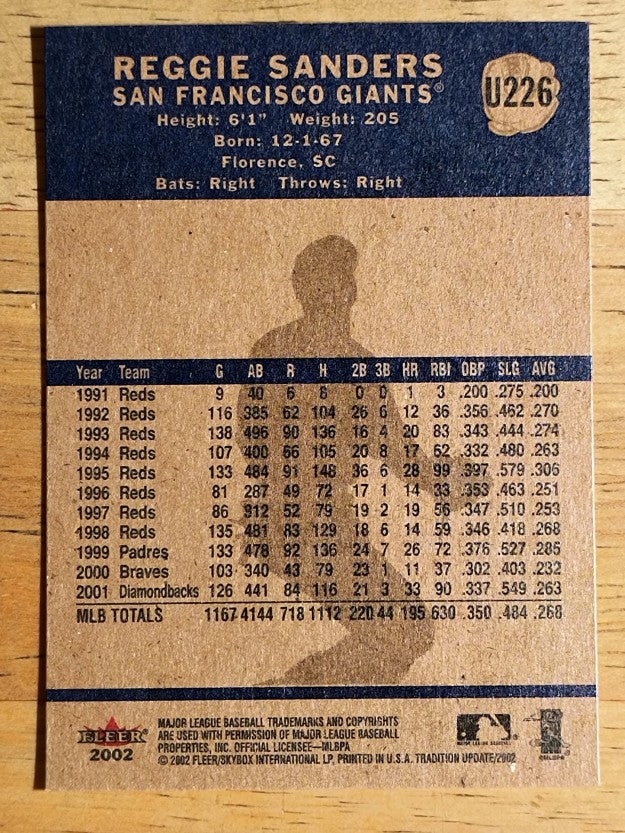 2002 Fleer Tradition Update #U226 Reggie Sanders