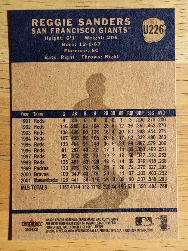 2002 Fleer Tradition Update #U226 Reggie Sanders