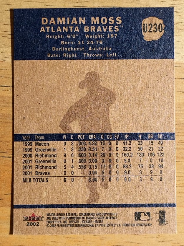 2002 Fleer Tradition Update #U230 Damian Moss
