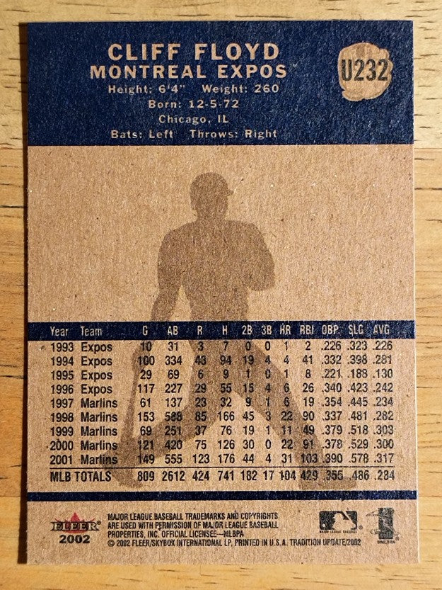 2002 Fleer Tradition Update #U232 Cliff Floyd