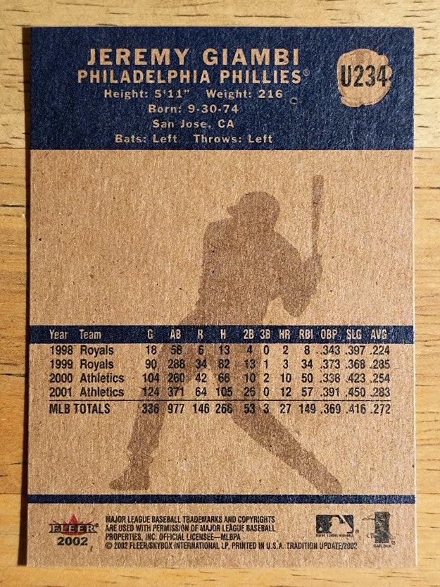 2002 Fleer Tradition Update #U234 Jeremy Giambi