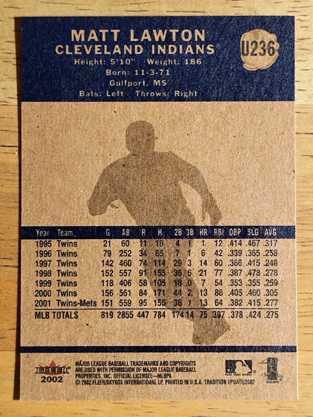 2002 Fleer Tradition Update #U236 Matt Lawton