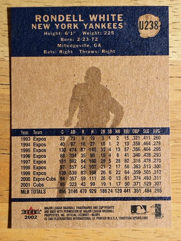 2002 Fleer Tradition Update #U238 Rondell White