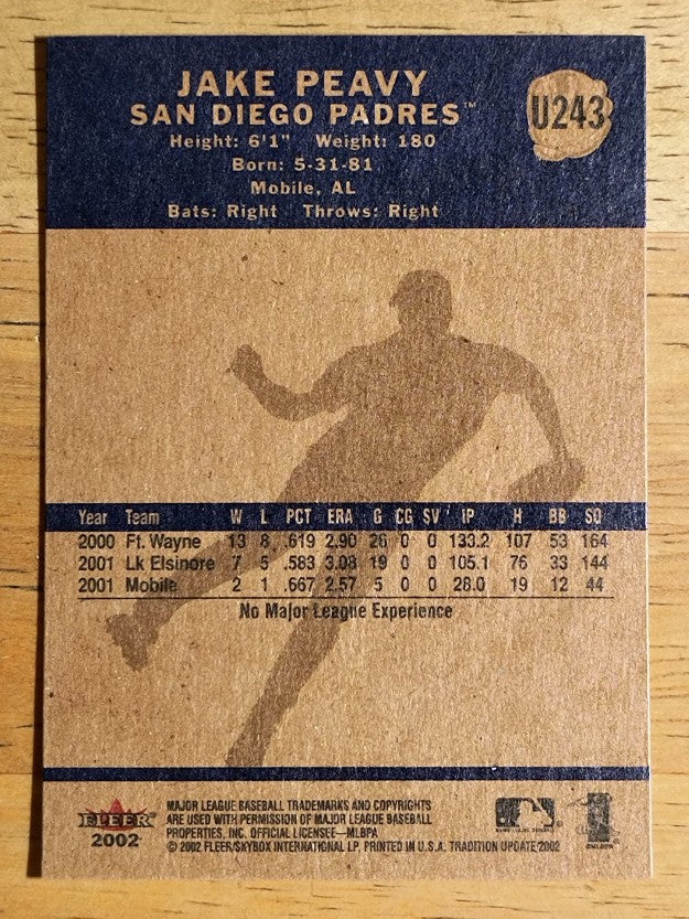 2002 Fleer Tradition Update #U243 Jake Peavy