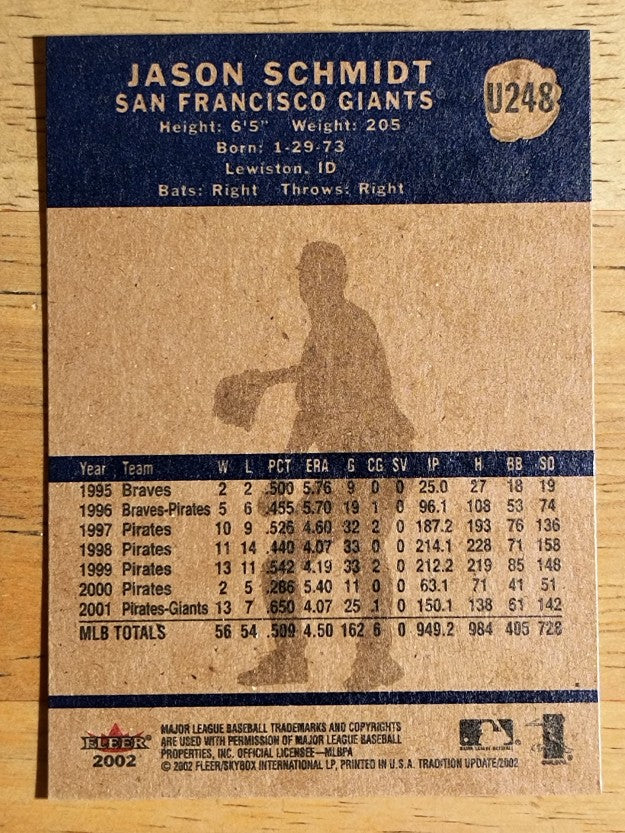 2002 Fleer Tradition Update #U248 Jason Schmidt