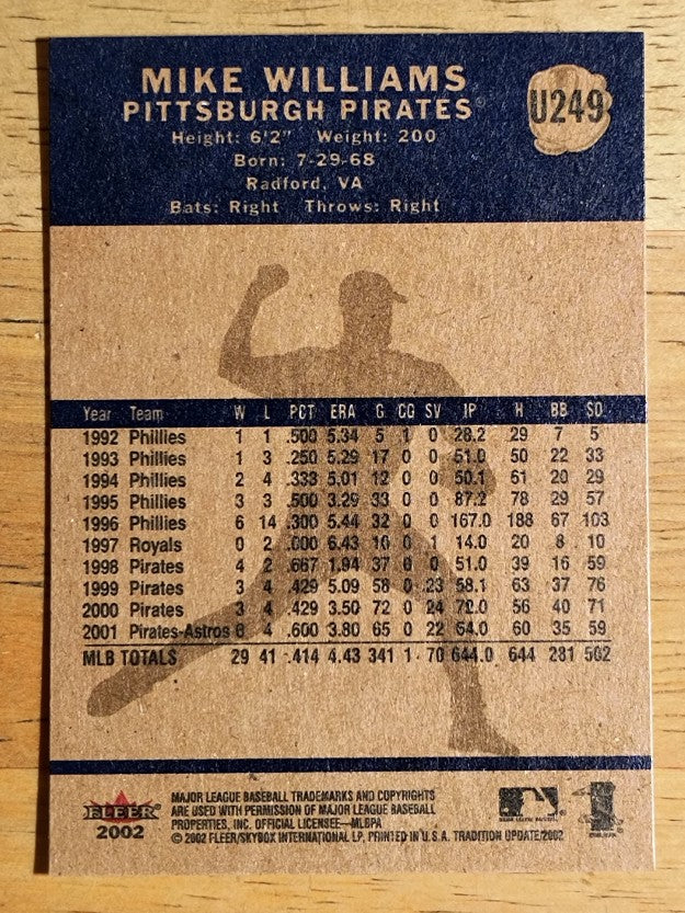 2002 Fleer Tradition Update #U249 Mike Williams